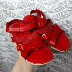 Merrell Kalari Shaw Strap Sandals Red Leather
